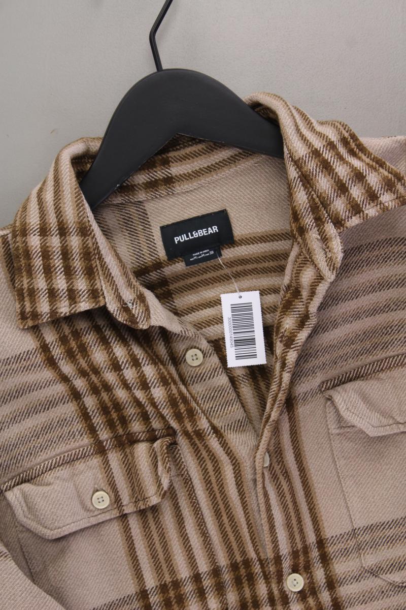Pull&Bear Flanell Hemd für Herren Gr. M kariert Langarm braun