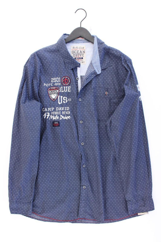 Camp David Langarmhemd für Herren Gr. XXXL blau aus Baumwolle