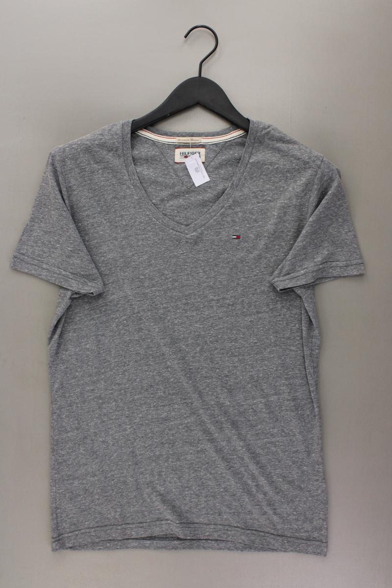 Hilfiger Denim Shirt mit V-Ausschnitt für Herren Gr. S Kurzarm grau