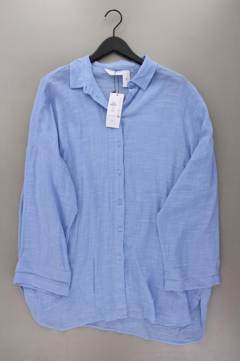 Primark Bluse Gr. L neu mit Etikett Langarm blau aus Baumwolle