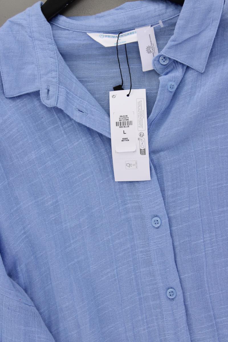 Primark Bluse Gr. L neu mit Etikett Langarm blau aus Baumwolle