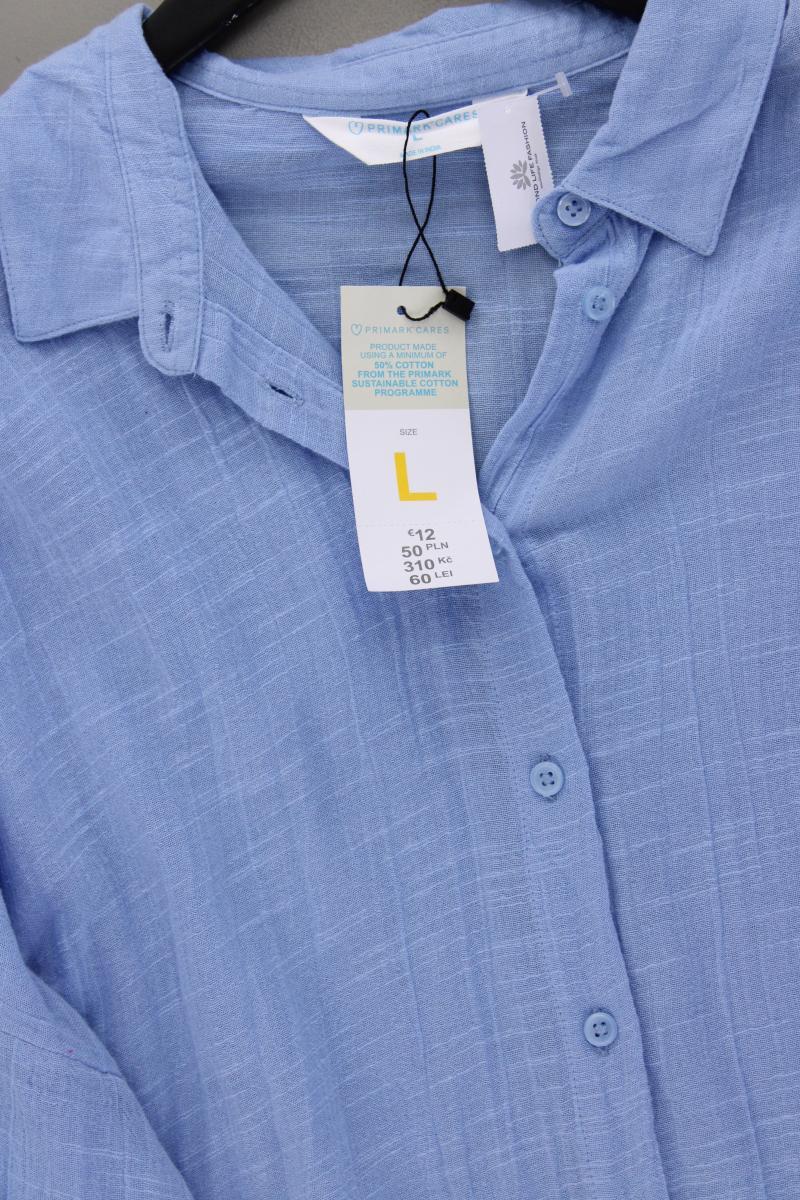 Primark Bluse Gr. L neu mit Etikett Langarm blau aus Baumwolle