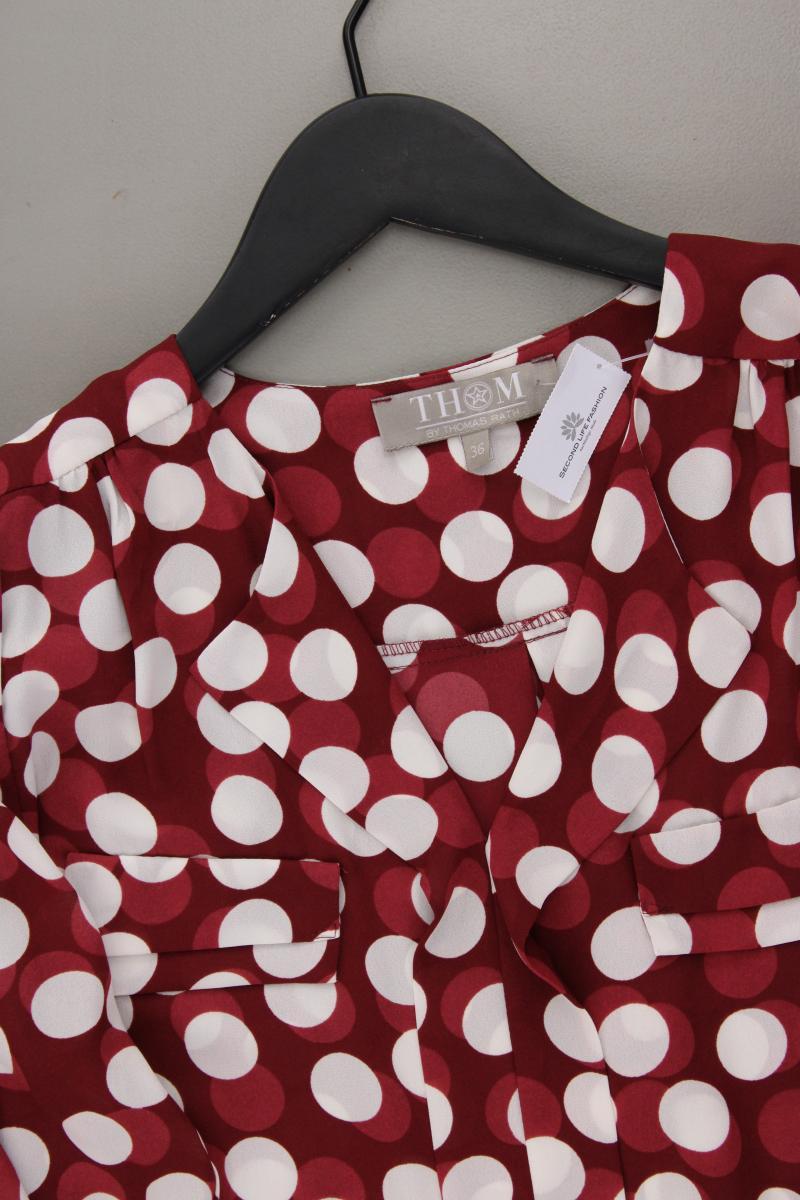 Thom by Thomas Rath Langarmbluse Gr. 36 gepunktet neuwertig rot aus Polyester