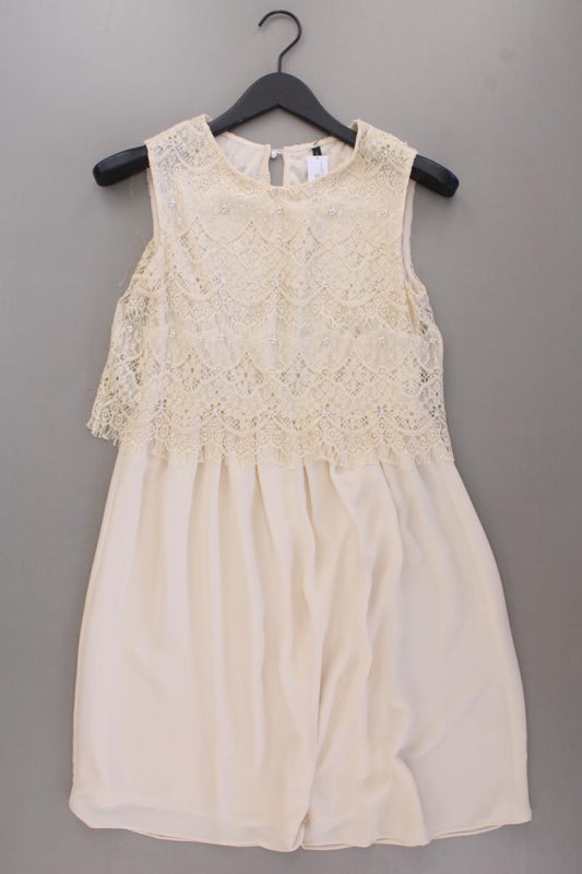 Benetton Chiffonkleid Gr. S Ärmellos creme aus Polyester