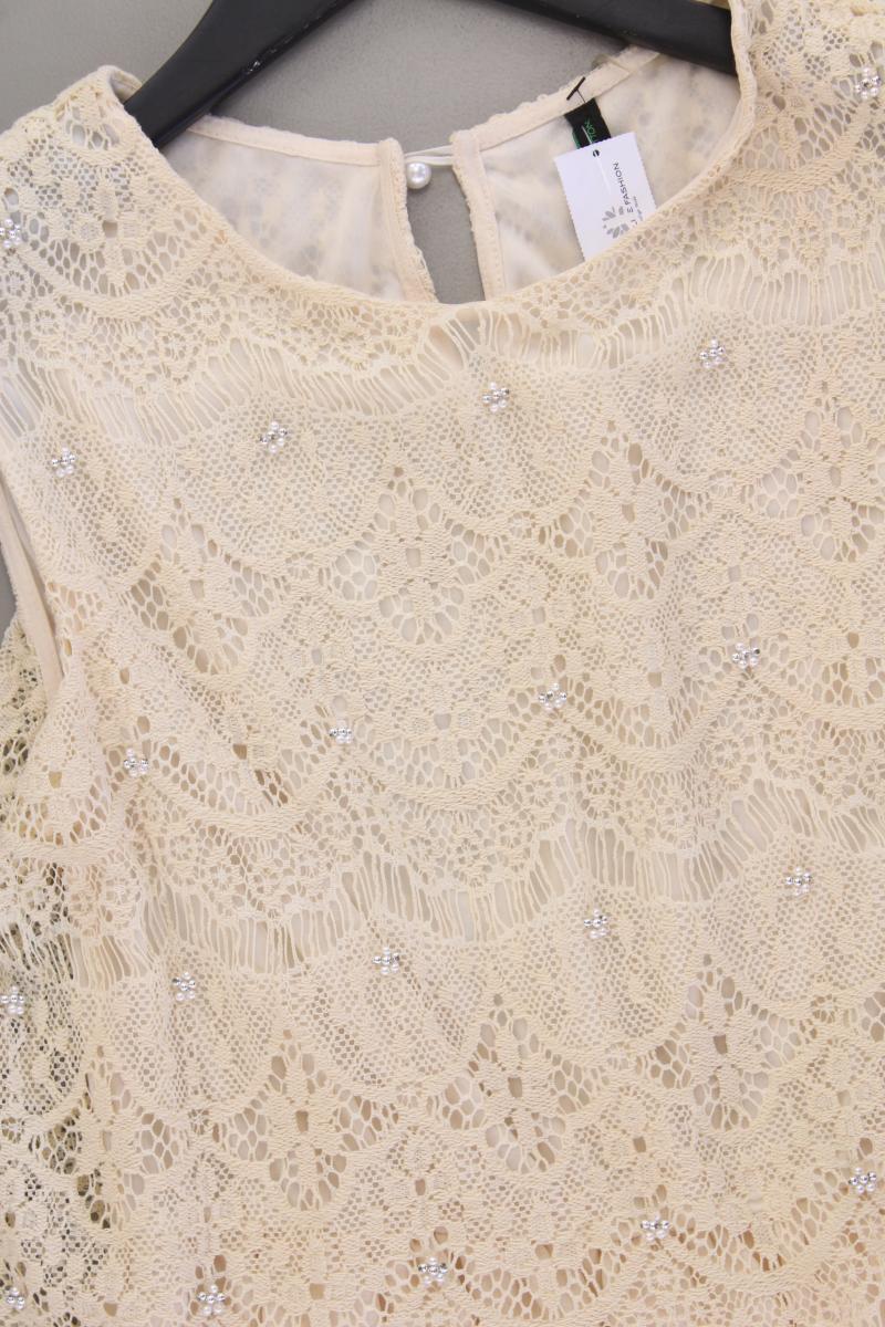 Benetton Chiffonkleid Gr. S Ärmellos creme aus Polyester