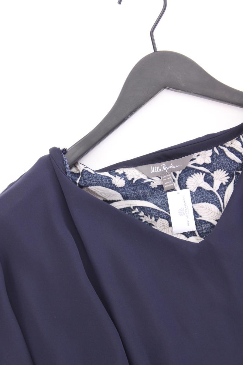 Ulla Popken Kurzarmbluse Gr. 46/48 mit Blumenmuster blau aus Polyester