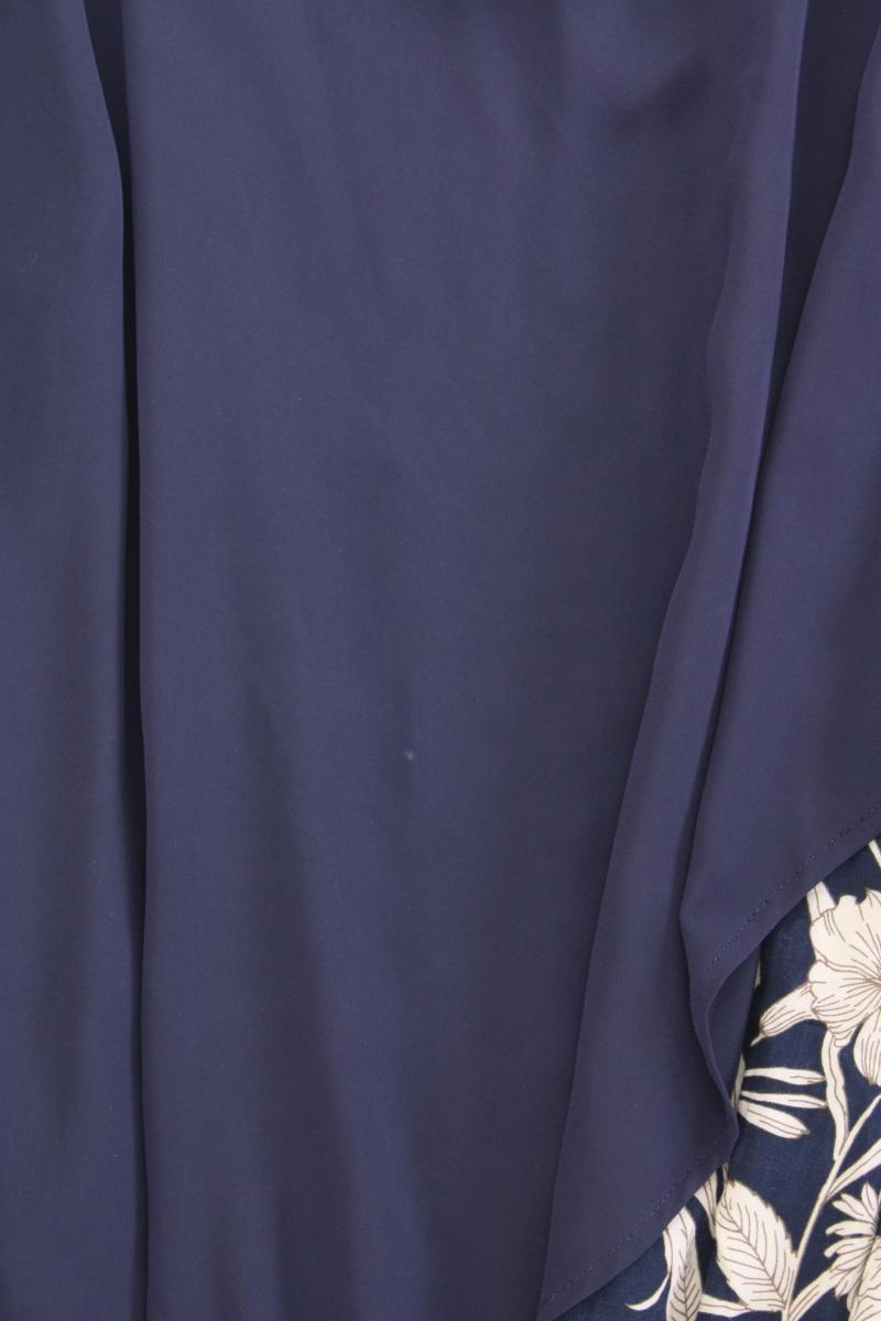 Ulla Popken Kurzarmbluse Gr. 46/48 mit Blumenmuster blau aus Polyester