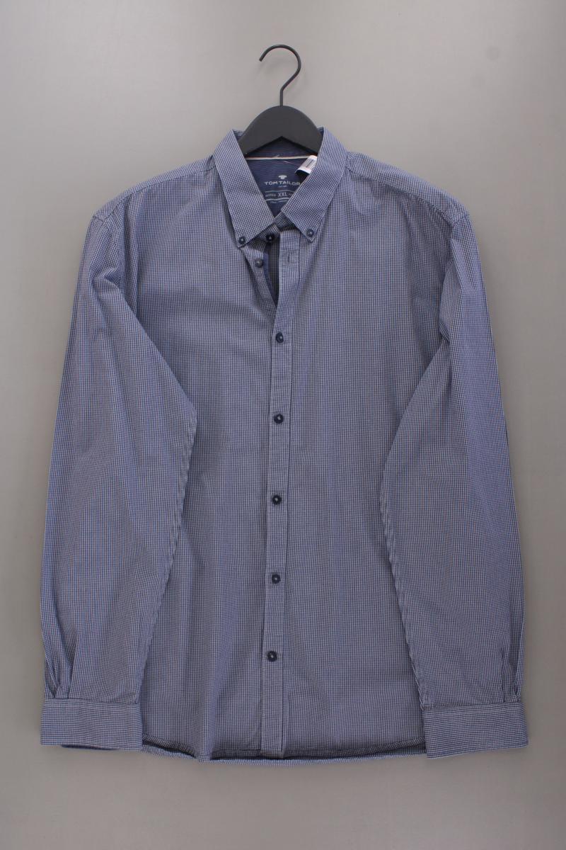 Tom Tailor Karohemd für Herren Gr. XXL kariert Langarm blau aus Baumwolle