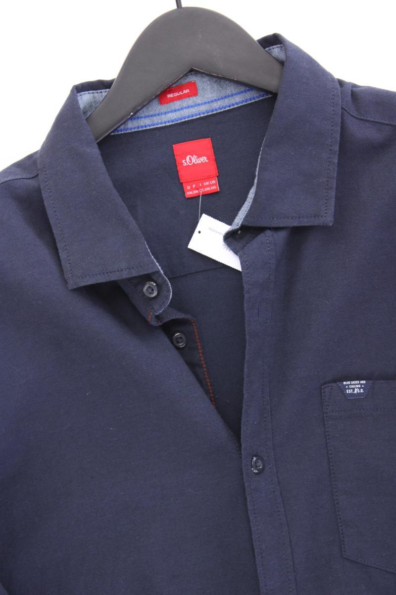 s.Oliver Langarmhemd für Herren Gr. XXL blau aus Baumwolle