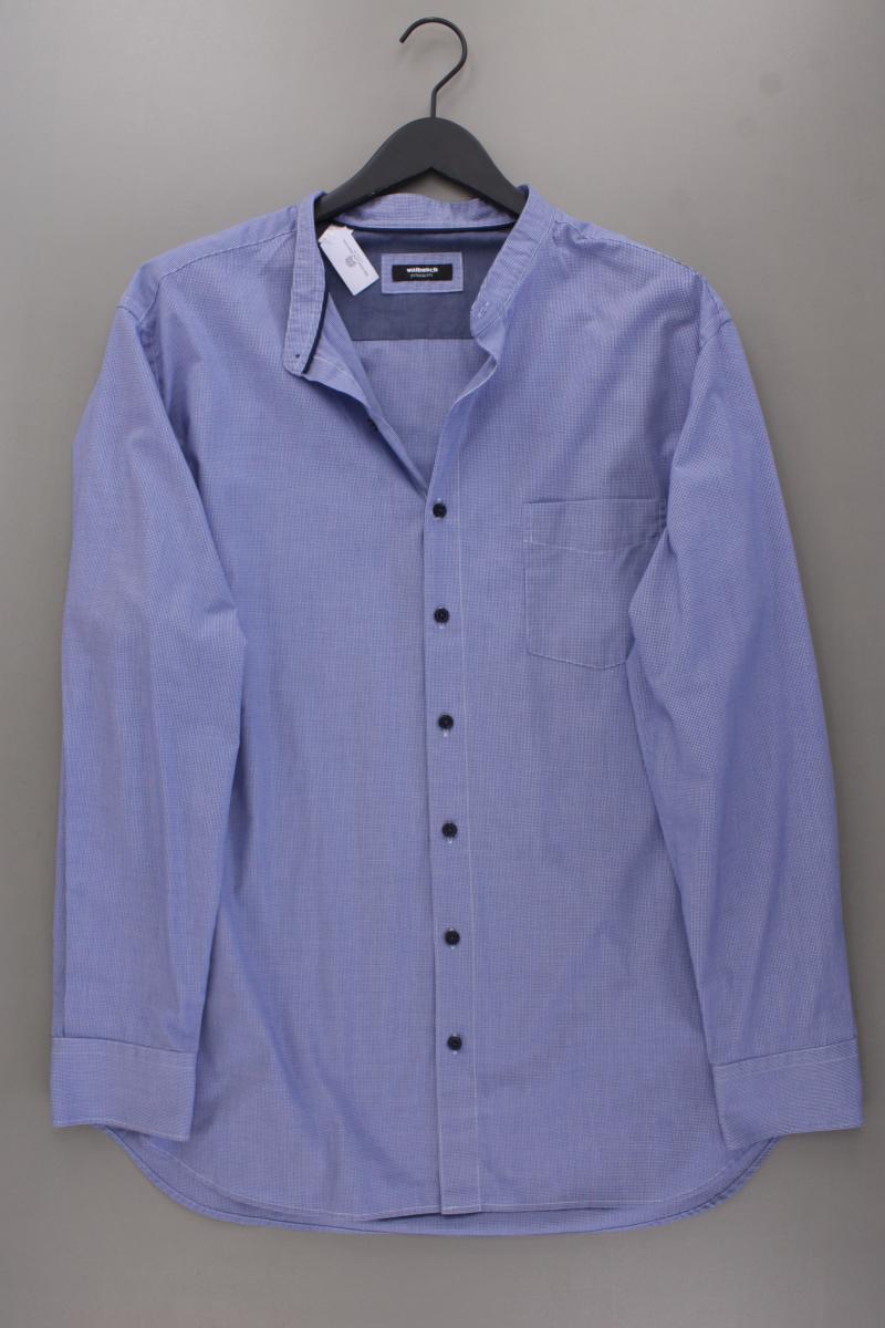Walbusch Langarmhemd für Herren Gr. Hemdgröße 47/48 blau aus Baumwolle