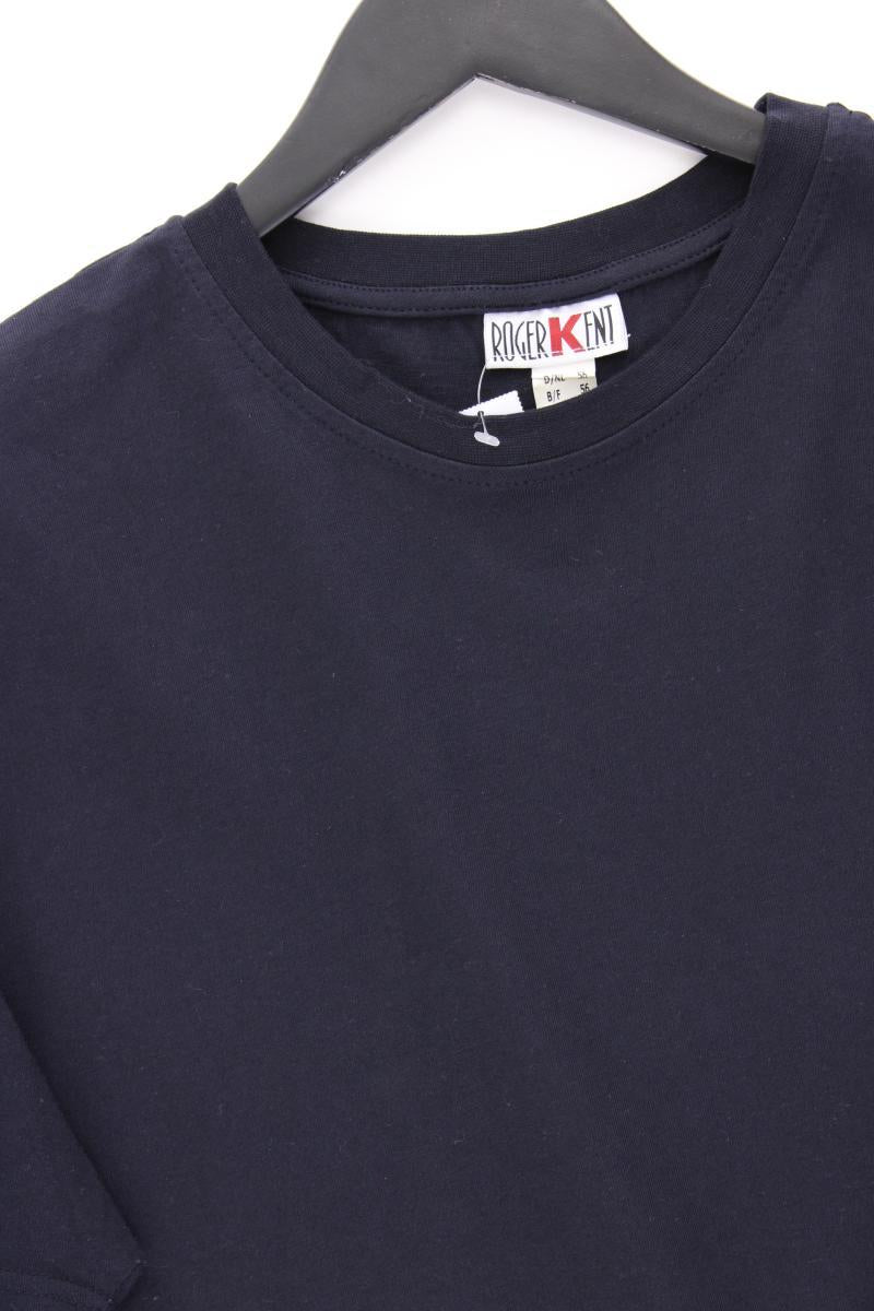 Roger Kent Shirt für Herren Gr. 56 Kurzarm blau aus Baumwolle