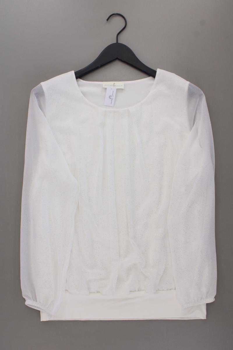 Pfeffinger Chiffonbluse mit Glitzer Gr. 38 neuwertig Langarm creme aus Polyester