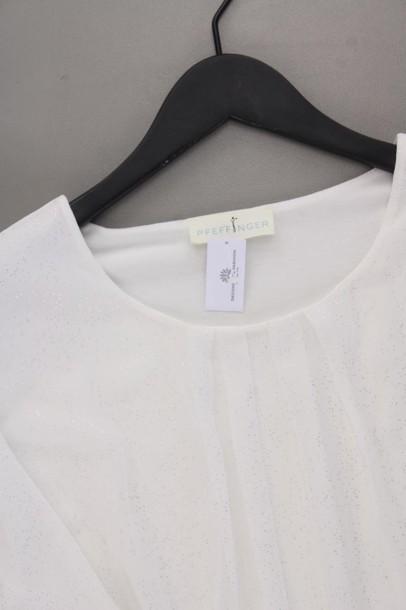 Pfeffinger Chiffonbluse mit Glitzer Gr. 38 neuwertig Langarm creme aus Polyester