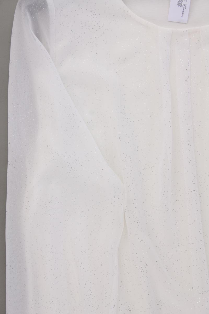 Pfeffinger Chiffonbluse mit Glitzer Gr. 38 neuwertig Langarm creme aus Polyester