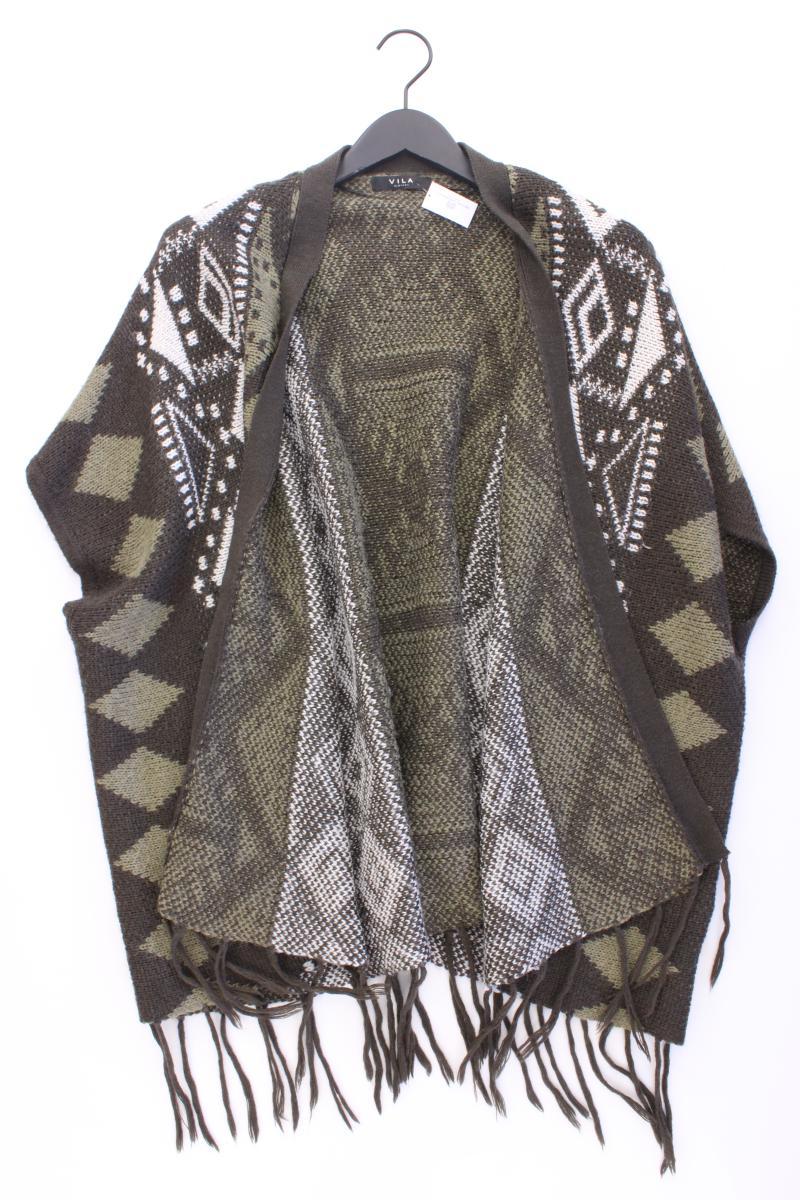 Vila Strickjacke Gr. OneSize mit Faire-Isle-Muster Kurzarm olivgrün