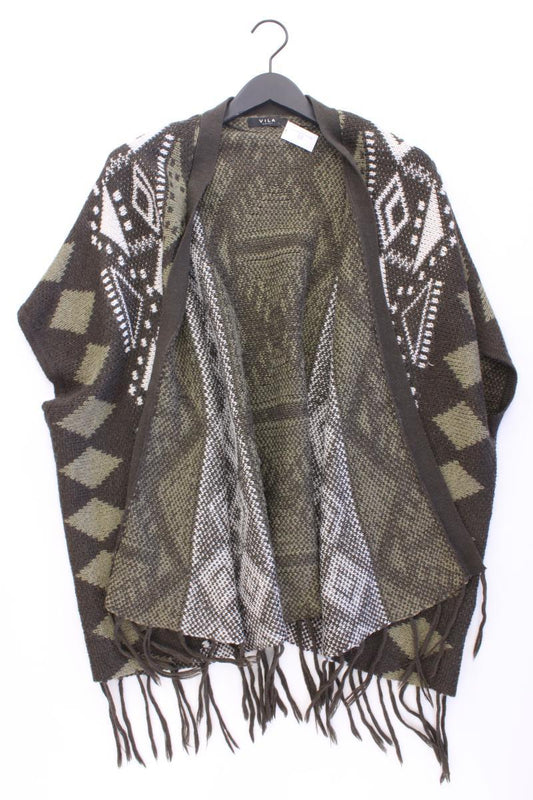 Vila Strickjacke Gr. OneSize mit Faire-Isle-Muster Kurzarm olivgrün