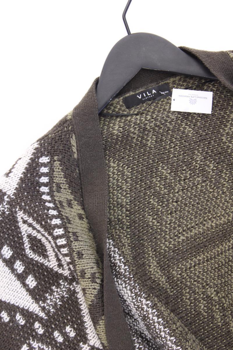 Vila Strickjacke Gr. OneSize mit Faire-Isle-Muster Kurzarm olivgrün