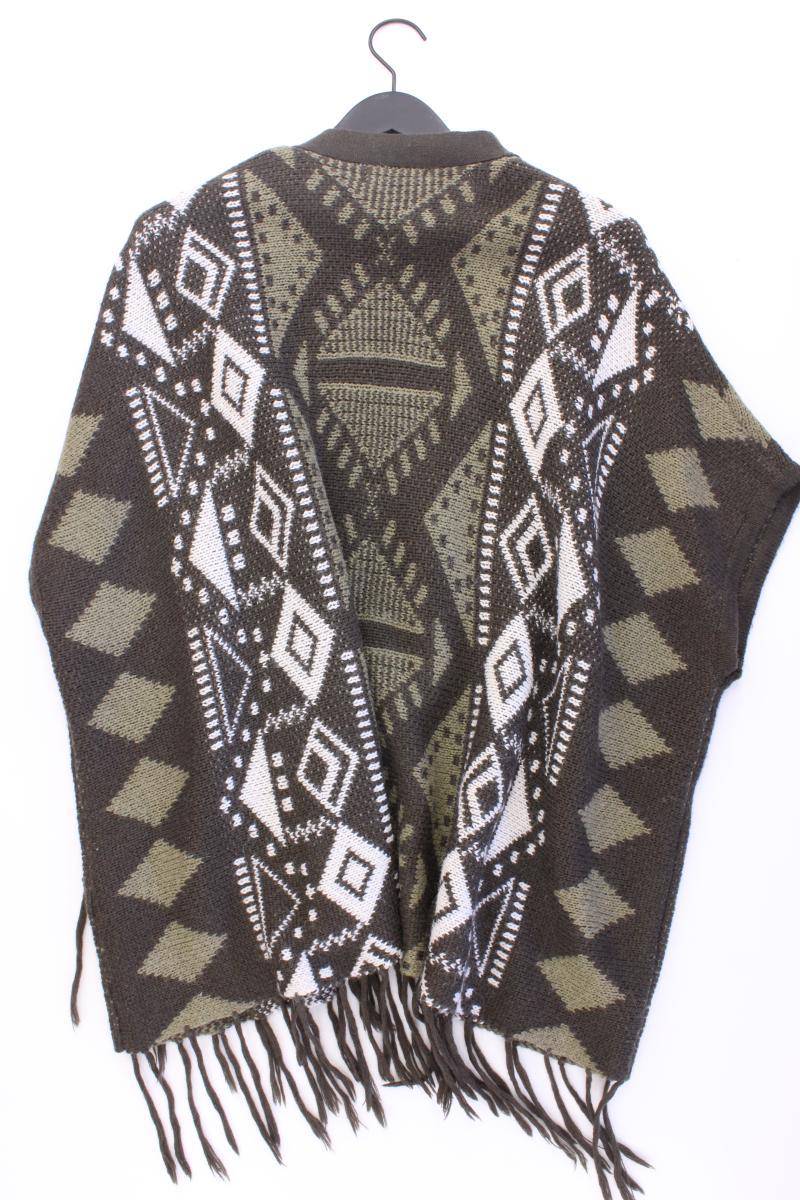 Vila Strickjacke Gr. OneSize mit Faire-Isle-Muster Kurzarm olivgrün
