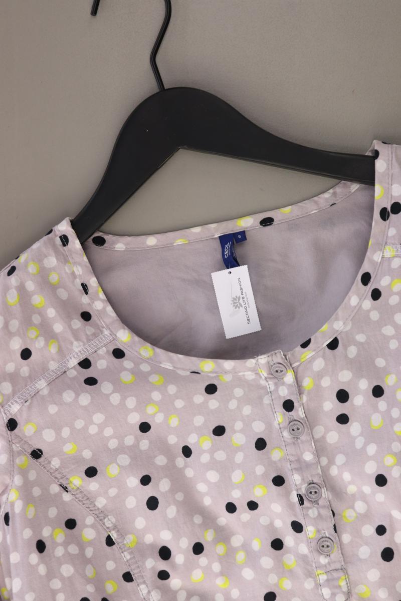 Cecil Regular Bluse Gr. S gepunktet 3/4 Ärmel grau aus Baumwolle