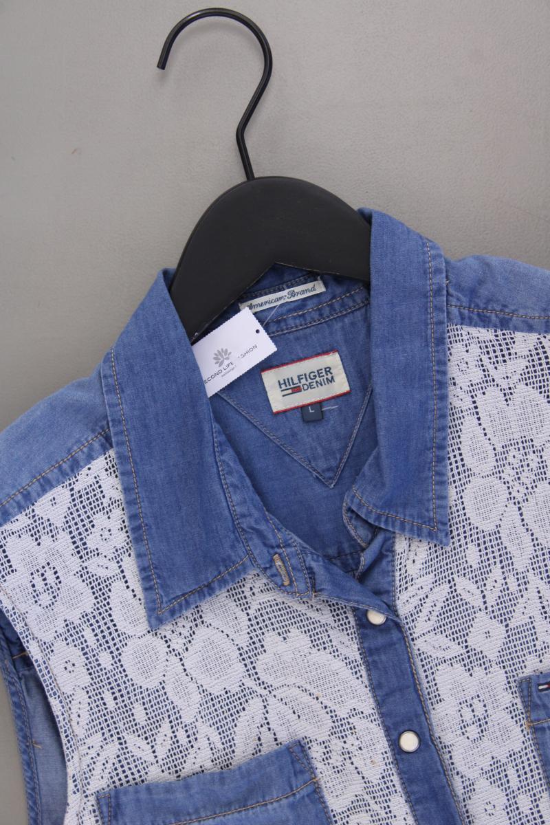 Hilfiger Denim Ärmellose Bluse Gr. L blau aus Baumwolle