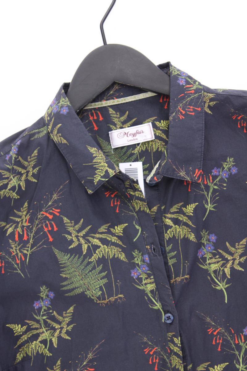 Mayfair London Bluse Gr. 44 mit Blumenmuster Langarm grau aus Baumwolle