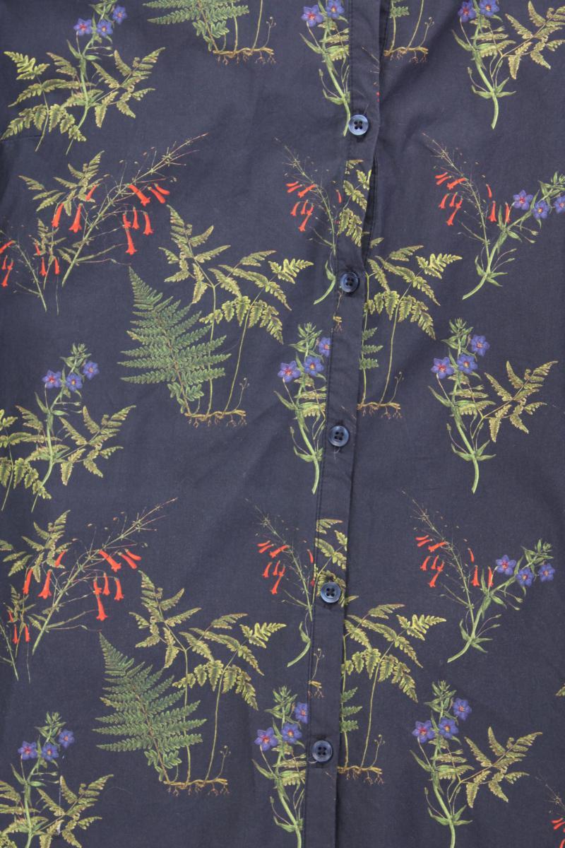 Mayfair London Bluse Gr. 44 mit Blumenmuster Langarm grau aus Baumwolle