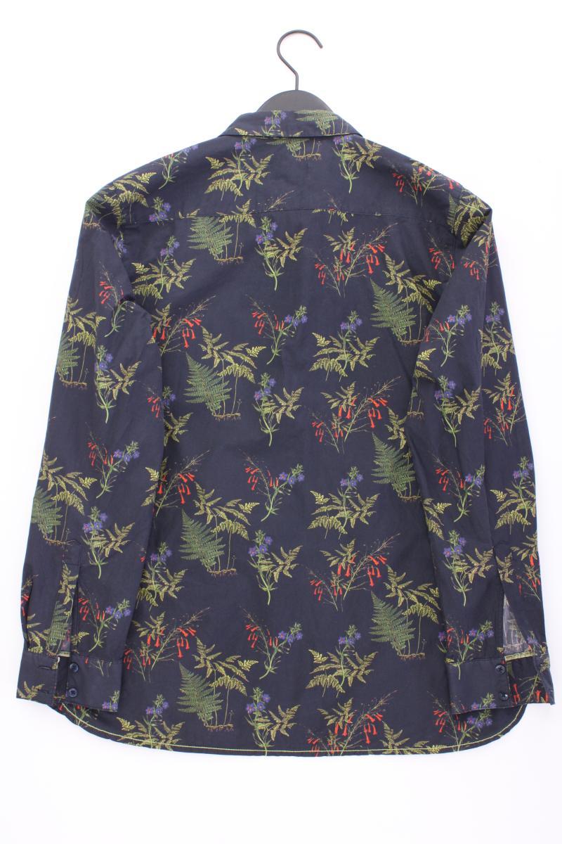 Mayfair London Bluse Gr. 44 mit Blumenmuster Langarm grau aus Baumwolle