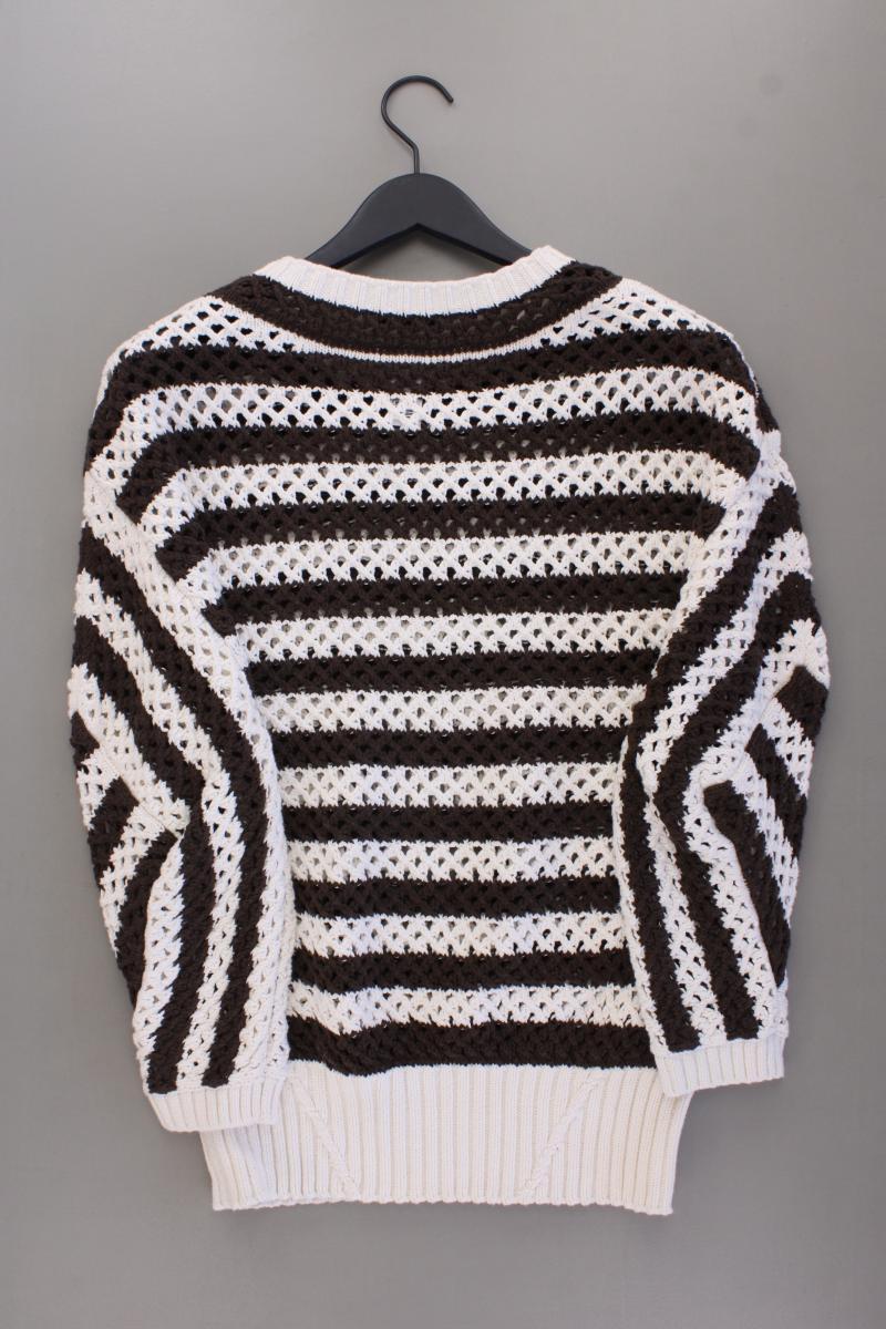 Oui Grobstrickpullover Gr. 46 gestreift braun aus Baumwolle