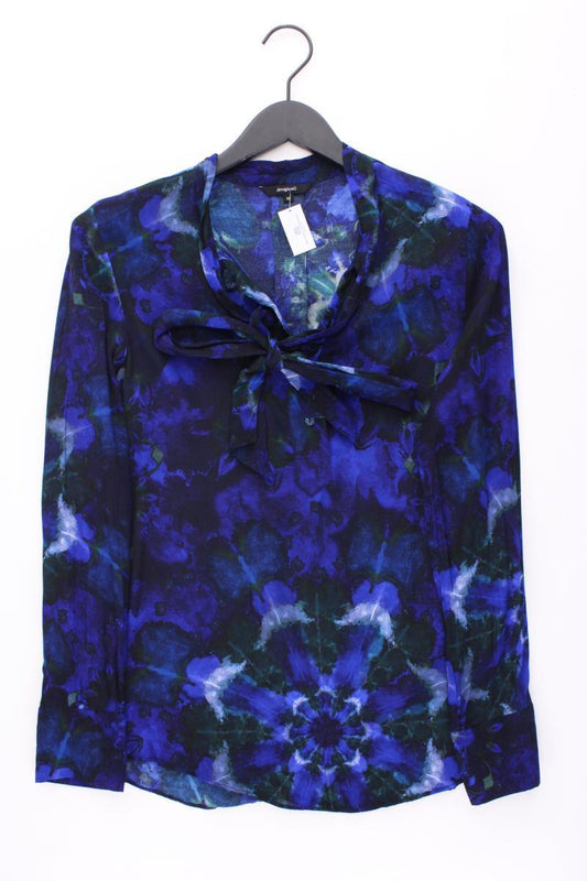 Desigual Schluppenbluse Gr. M mit Batikmuster Langarm blau aus Viskose