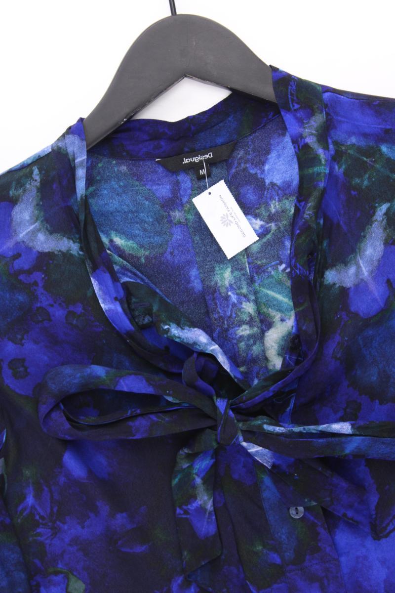 Desigual Schluppenbluse Gr. M mit Batikmuster Langarm blau aus Viskose