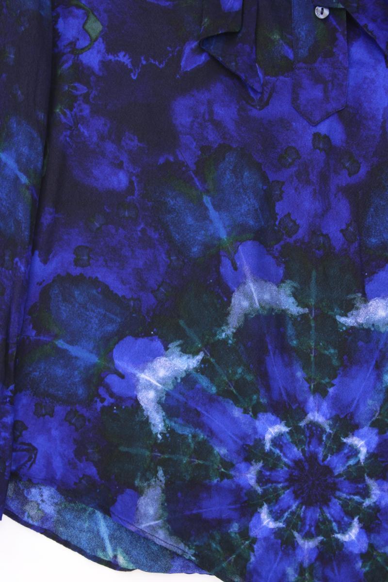 Desigual Schluppenbluse Gr. M mit Batikmuster Langarm blau aus Viskose