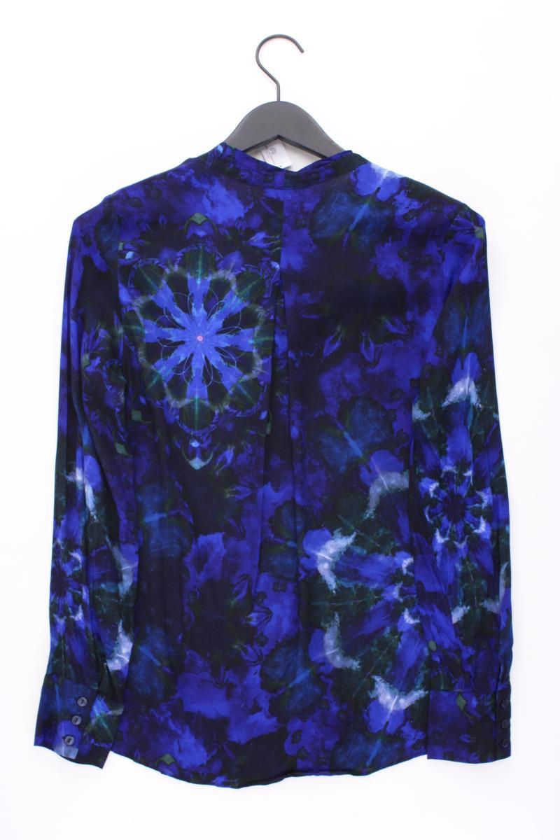 Desigual Schluppenbluse Gr. M mit Batikmuster Langarm blau aus Viskose