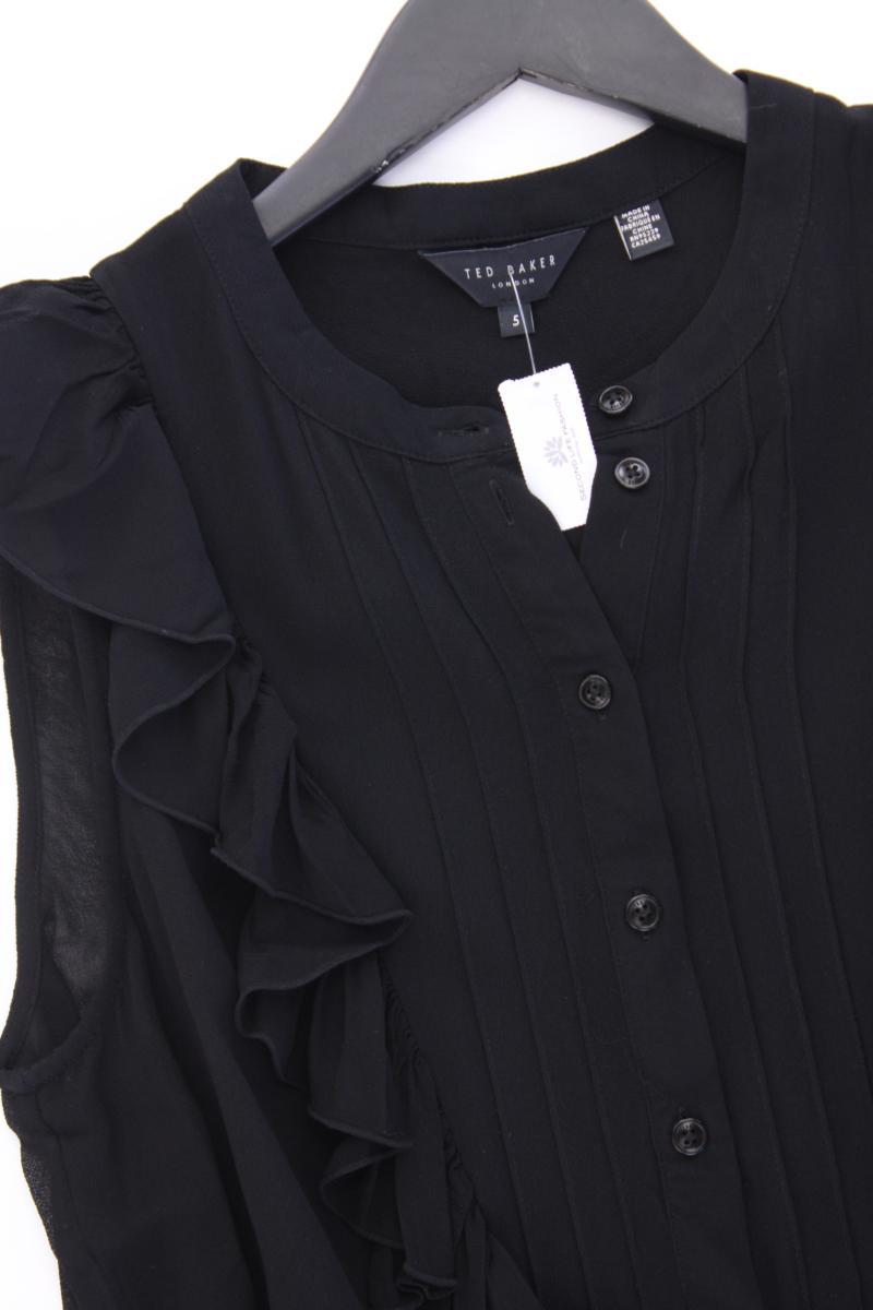 Ted Baker Rüschenbluse Gr. 42 Kurzarm schwarz aus Viskose
