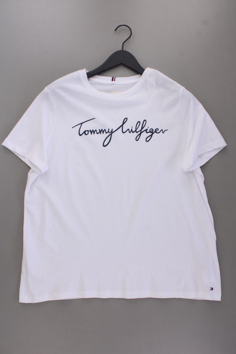 Tommy Hilfiger Printshirt Gr. 46 neuwertig Kurzarm weiß aus Baumwolle
