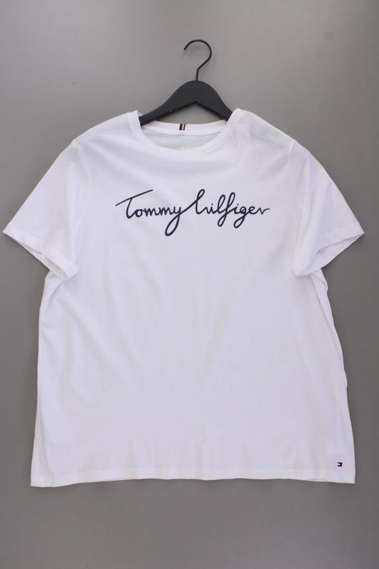Tommy Hilfiger Printshirt Gr. 46 neuwertig Kurzarm weiß aus Baumwolle