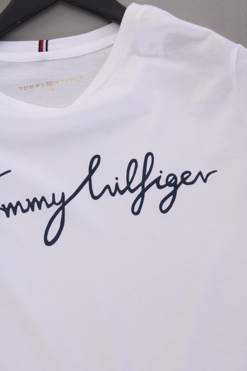 Tommy Hilfiger Printshirt Gr. 46 neuwertig Kurzarm weiß aus Baumwolle