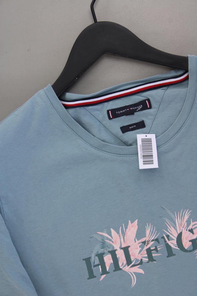 Tommy Hilfiger Printshirt für Herren Gr. XXL Kurzarm blau aus Baumwolle