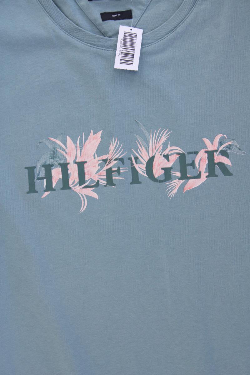 Tommy Hilfiger Printshirt für Herren Gr. XXL Kurzarm blau aus Baumwolle