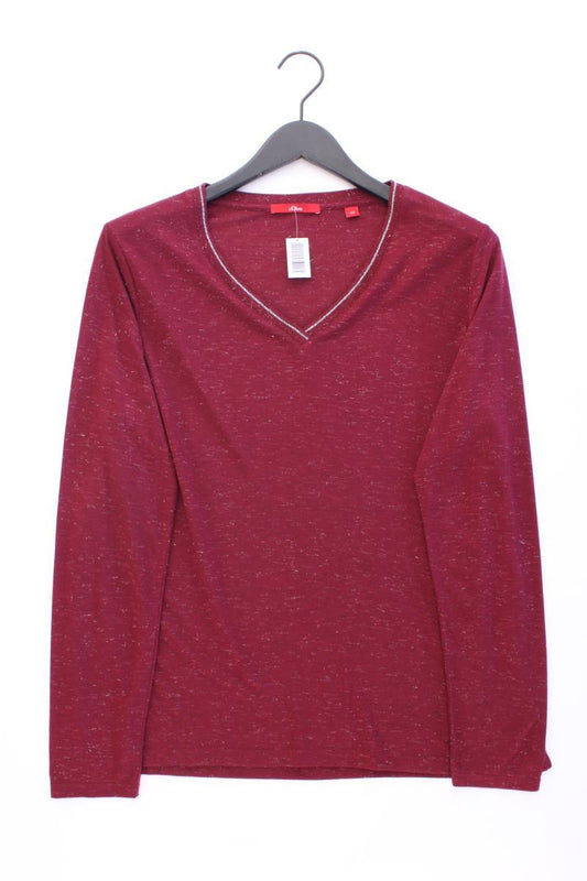 s.Oliver Shirt mit V-Ausschnitt Gr. 42 Langarm mit Glitzer rot