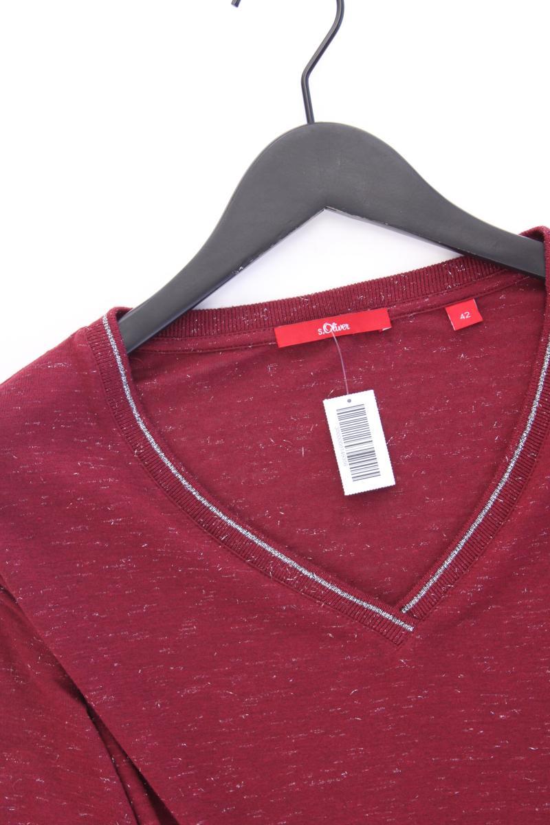 s.Oliver Shirt mit V-Ausschnitt Gr. 42 Langarm mit Glitzer rot