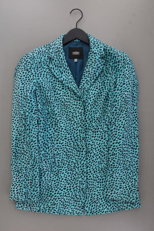 Versace Jeans Longblazer Gr. IT 44 (M) mit Tierdruck Vintage türkis aus Viskose