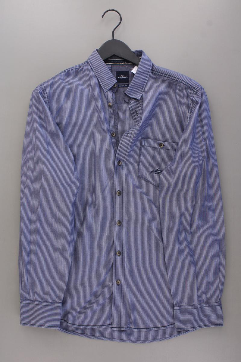 Engbers Langarmhemd für Herren Gr. Hemdgröße 39/40 gestreift blau aus Baumwolle
