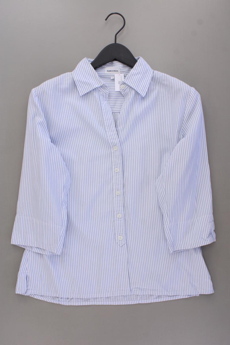 Marco Pecci Classic Bluse Gr. 42 gestreift 3/4 Ärmel blau
