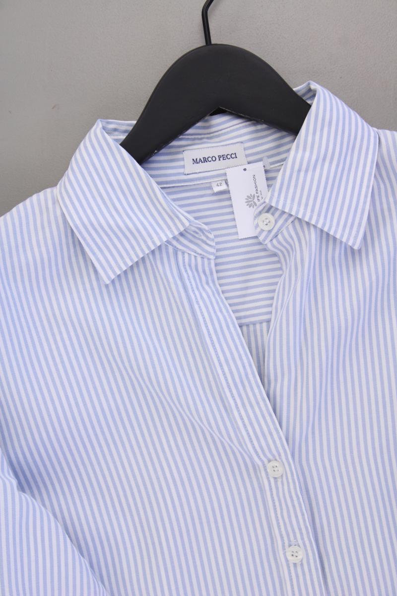Marco Pecci Classic Bluse Gr. 42 gestreift 3/4 Ärmel blau