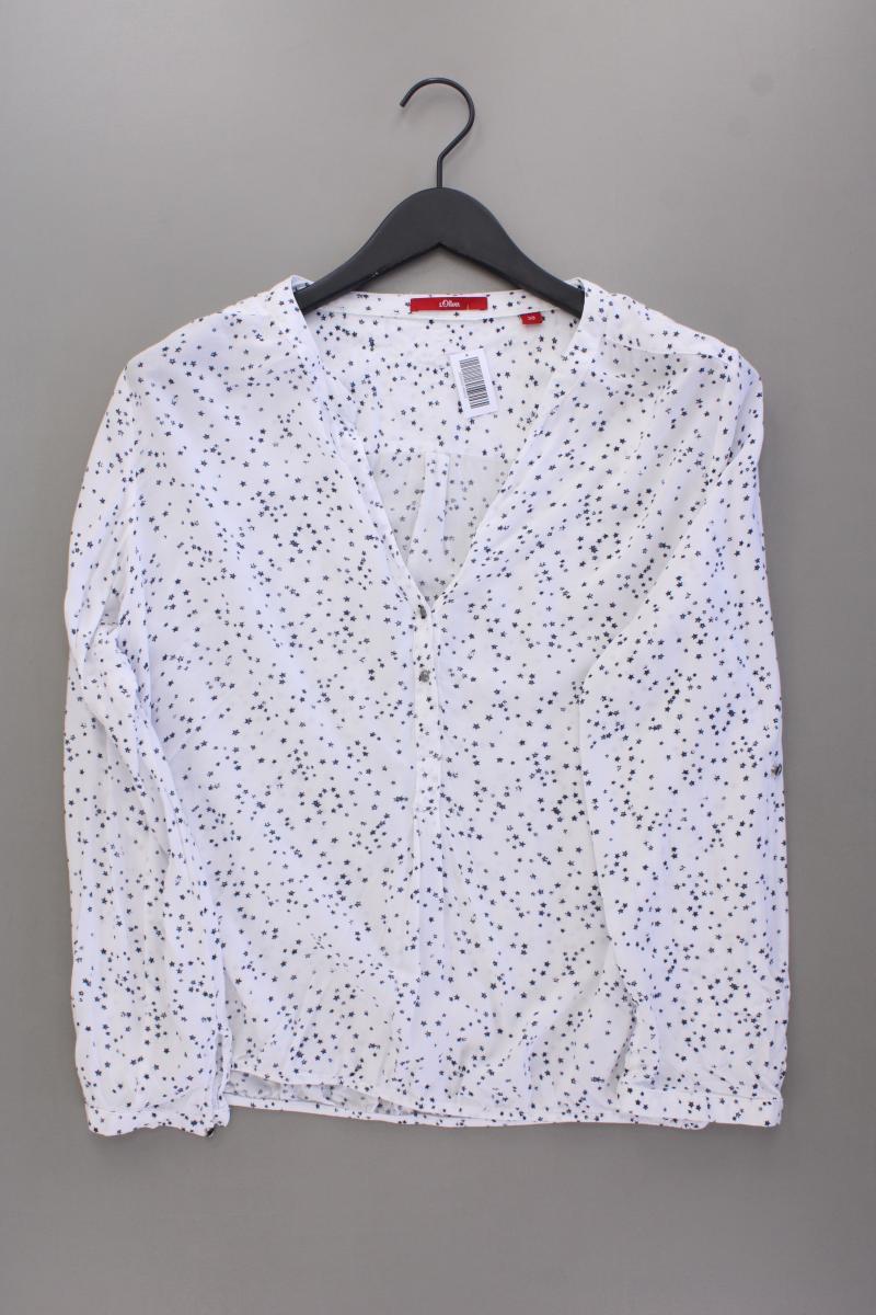 s.Oliver Bluse mit Sternenmuster Gr. 38 Langarm weiß