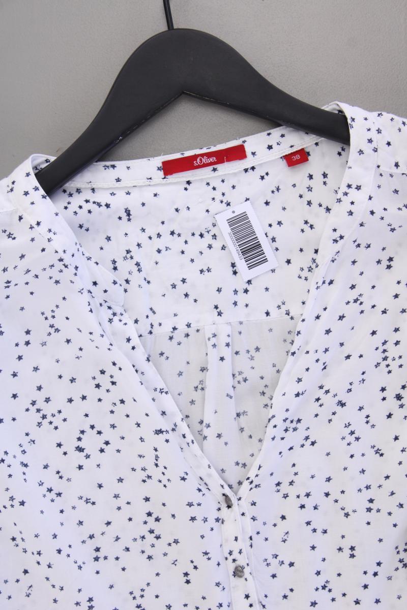 s.Oliver Bluse mit Sternenmuster Gr. 38 Langarm weiß