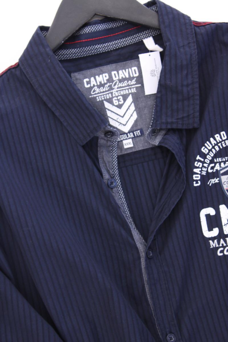 Camp David Langarmhemd für Herren Gr. XXXL gestreift blau aus Baumwolle