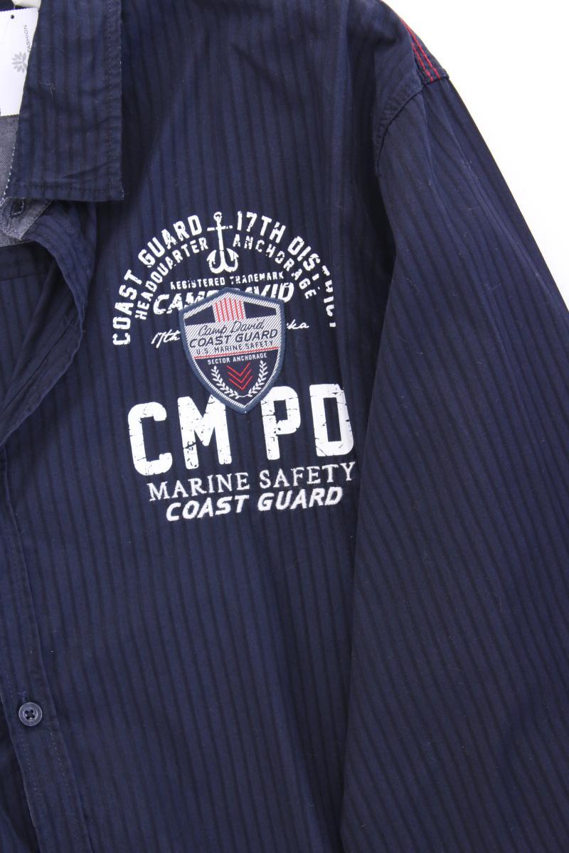 Camp David Langarmhemd für Herren Gr. XXXL gestreift blau aus Baumwolle