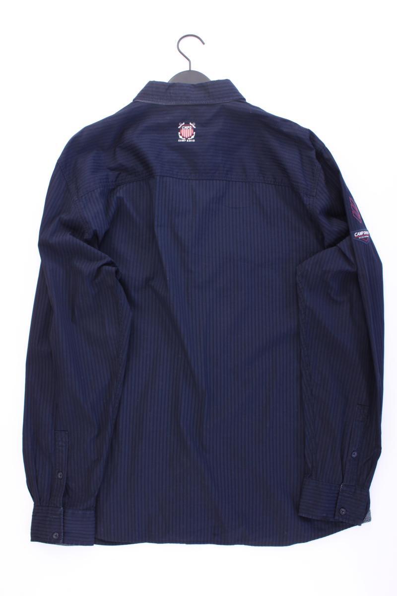 Camp David Langarmhemd für Herren Gr. XXXL gestreift blau aus Baumwolle