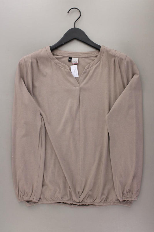 Qiero! Shirt mit V-Ausschnitt Gr. 42 Langarm grau aus Baumwolle